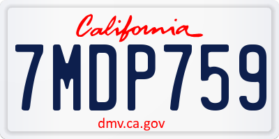CA license plate 7MDP759