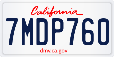 CA license plate 7MDP760