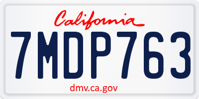 CA license plate 7MDP763