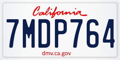 CA license plate 7MDP764
