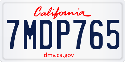 CA license plate 7MDP765
