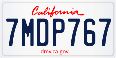 CA license plate 7MDP767