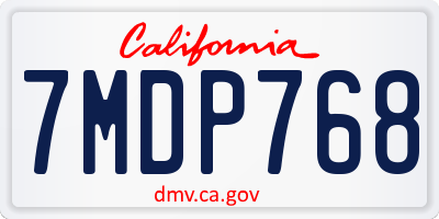 CA license plate 7MDP768