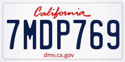 CA license plate 7MDP769