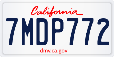 CA license plate 7MDP772
