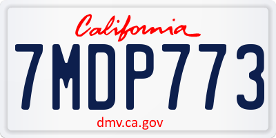 CA license plate 7MDP773