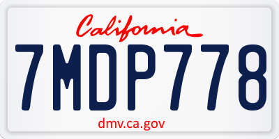CA license plate 7MDP778