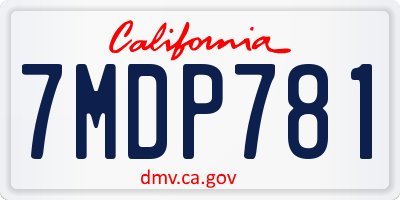 CA license plate 7MDP781