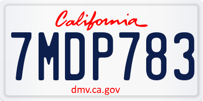 CA license plate 7MDP783