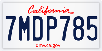 CA license plate 7MDP785