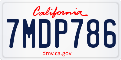 CA license plate 7MDP786