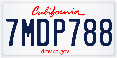 CA license plate 7MDP788