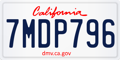 CA license plate 7MDP796