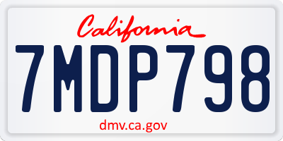 CA license plate 7MDP798