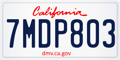 CA license plate 7MDP803