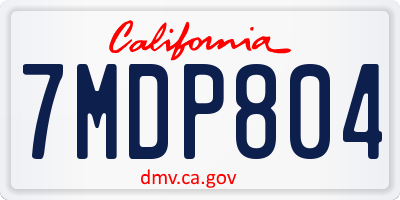 CA license plate 7MDP804