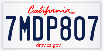 CA license plate 7MDP807