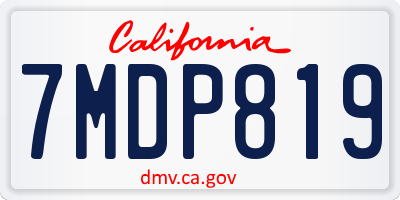 CA license plate 7MDP819