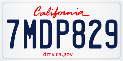 CA license plate 7MDP829