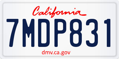 CA license plate 7MDP831