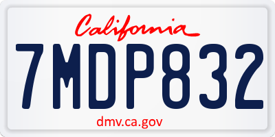 CA license plate 7MDP832