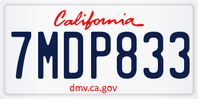 CA license plate 7MDP833