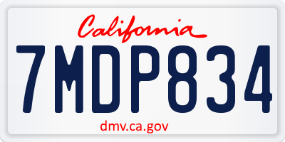 CA license plate 7MDP834