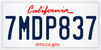 CA license plate 7MDP837