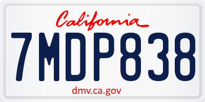 CA license plate 7MDP838