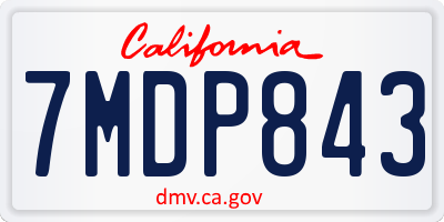 CA license plate 7MDP843