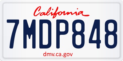 CA license plate 7MDP848