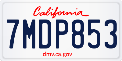 CA license plate 7MDP853