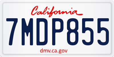 CA license plate 7MDP855