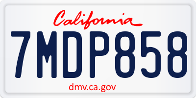 CA license plate 7MDP858