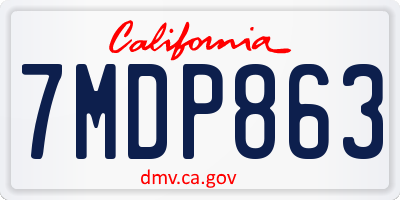CA license plate 7MDP863