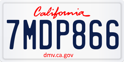CA license plate 7MDP866