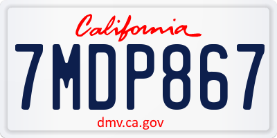 CA license plate 7MDP867