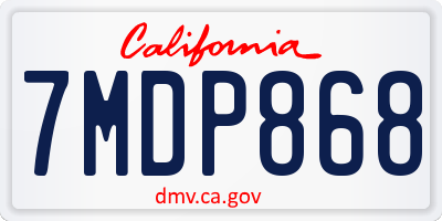 CA license plate 7MDP868