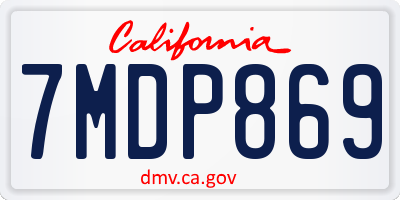 CA license plate 7MDP869