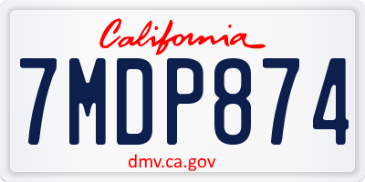 CA license plate 7MDP874