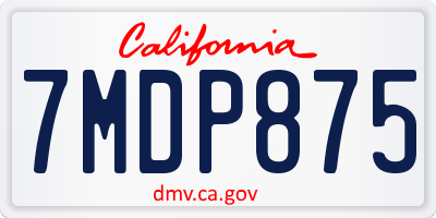 CA license plate 7MDP875