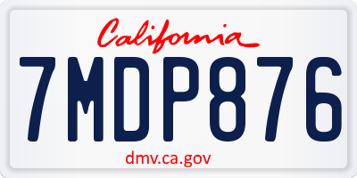 CA license plate 7MDP876