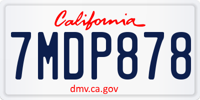 CA license plate 7MDP878
