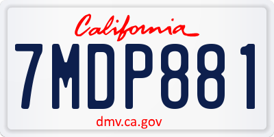 CA license plate 7MDP881