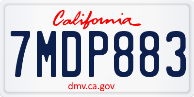 CA license plate 7MDP883