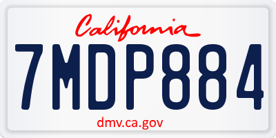CA license plate 7MDP884