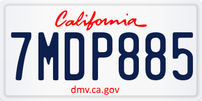 CA license plate 7MDP885
