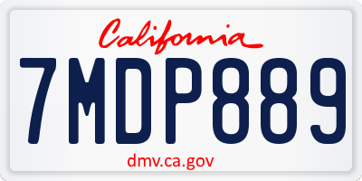 CA license plate 7MDP889
