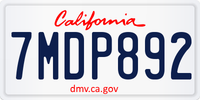 CA license plate 7MDP892