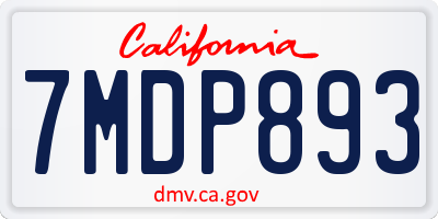 CA license plate 7MDP893